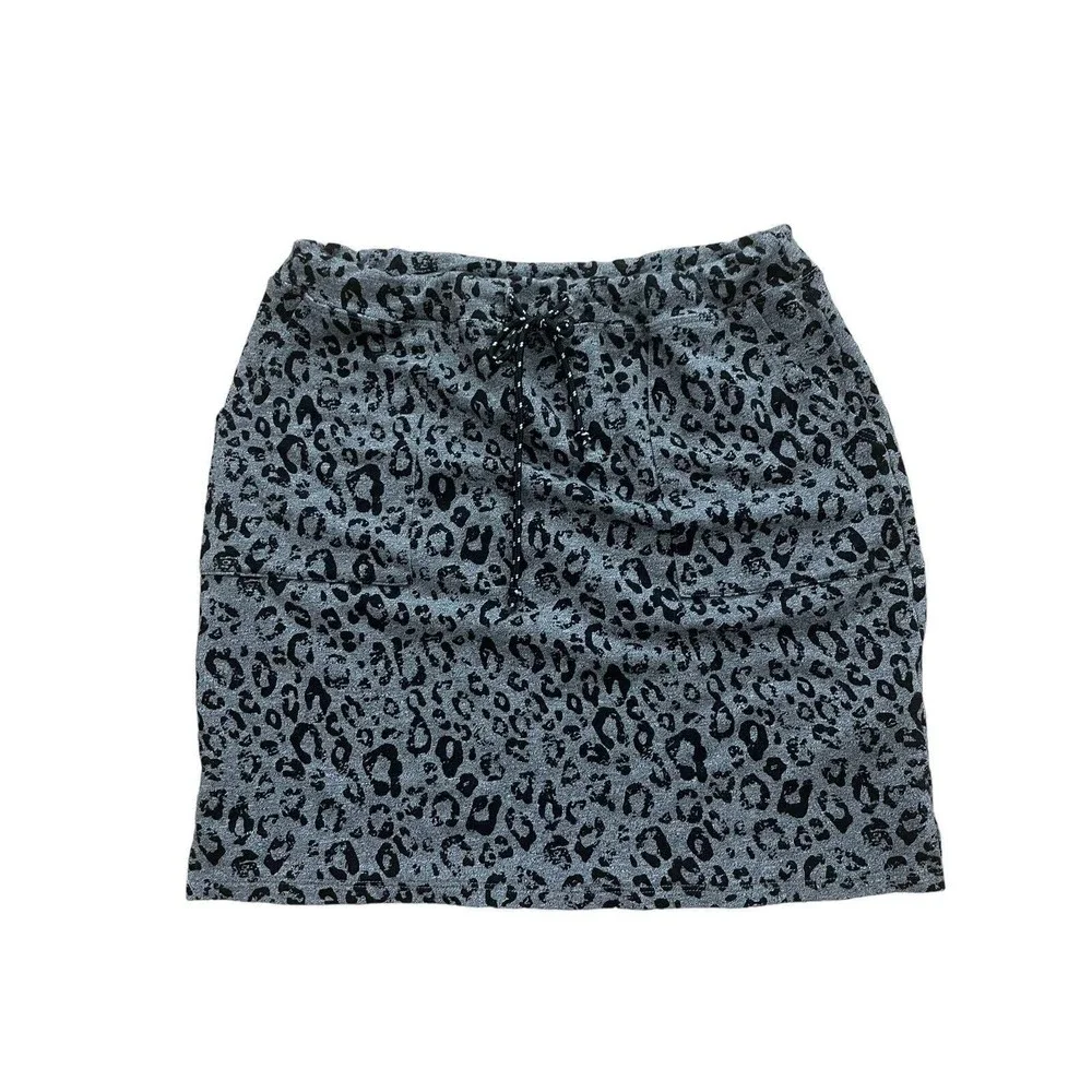 Sundry Cheetah Leopard Animal Print‎ Pattern Mini Saturday Skirt Black Gray 2